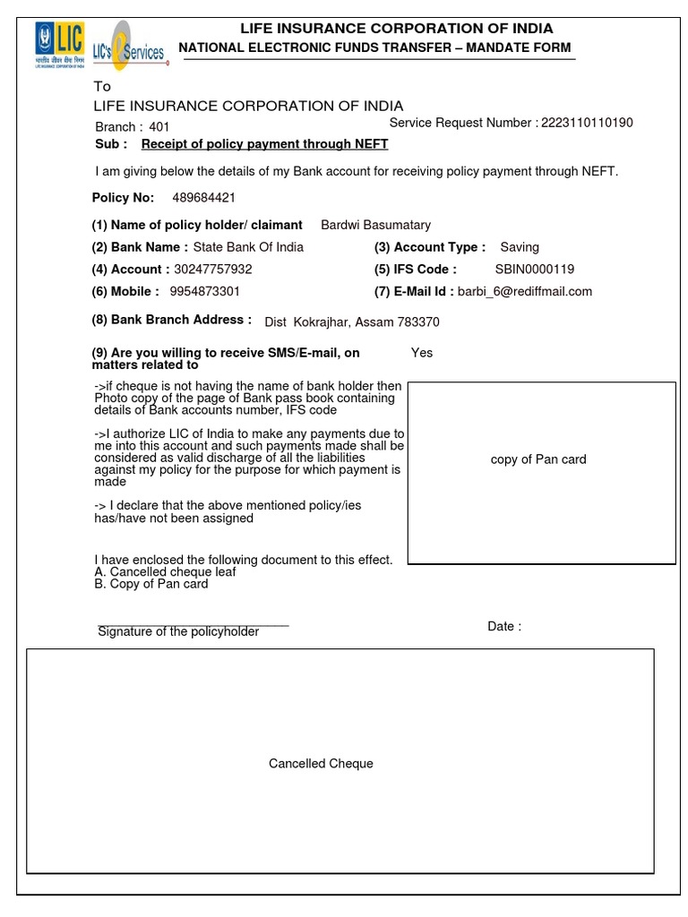 lic-neft-form-2223110110190-pdf-finance-money-management