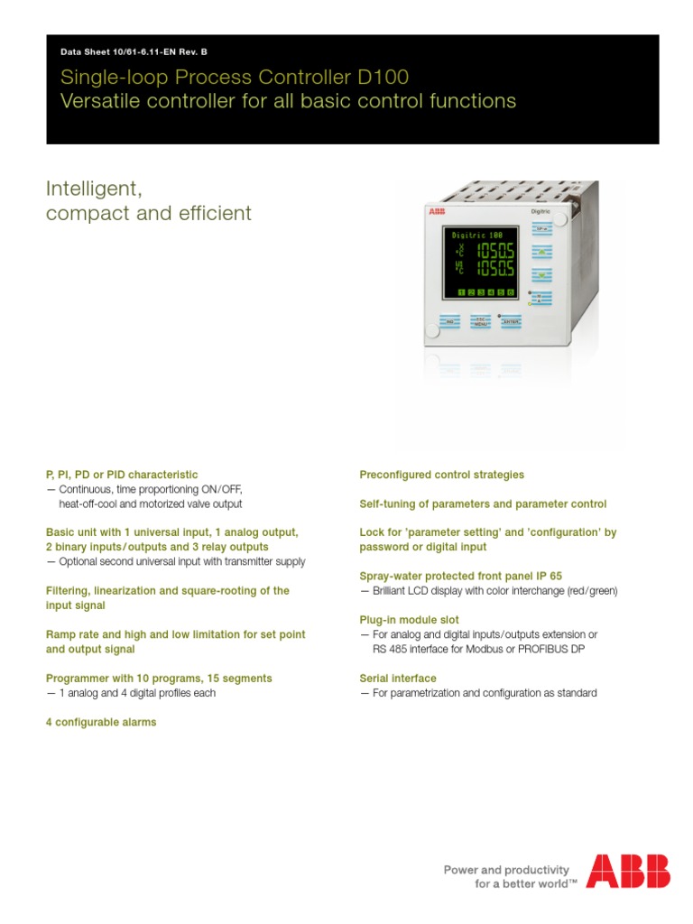 Single-Loop Process Controller D100 | PDF | Power Supply | Control Theory