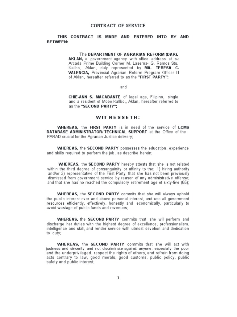 Contract of Service | PDF | Employment | Economies