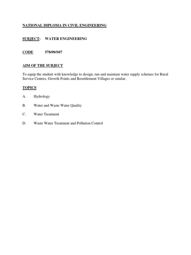 ND Civil Water Engineering 578.s07 | PDF | Sewage Treatment | Water ...