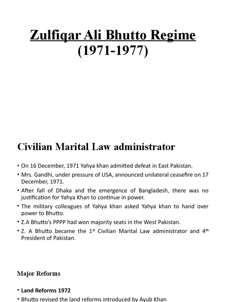 Zulfiqar Ali Bhutto Regime (1971-1977) | PDF | Zulfikar Ali Bhutto ...