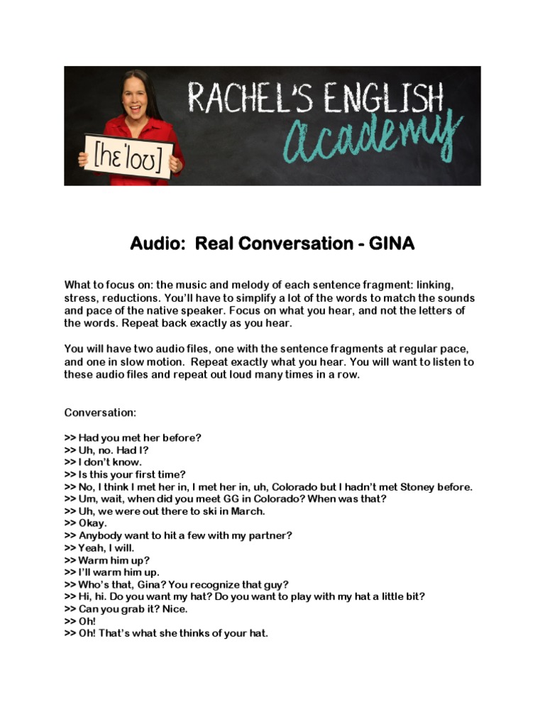 Real Conversation Audio Practice | PDF | Language Arts & Discipline ...