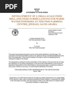 Development of a Small-scale Feed Mill and Feed Formulations for Warm-water Finfishes at the Fish Farming Centre, Jeddah, Saudi Arabia