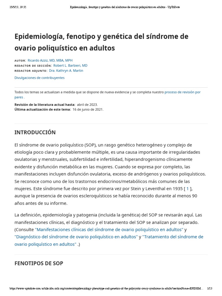 Epidemiolog a fenotipo y gen tica del s ndrome de ovario poliqu stico