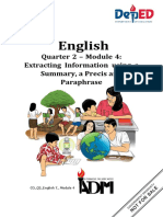 English 7 - Q2 - Mod4 - ExtractingInformationusingaSummaryaPrecis - Paraphrase - v1