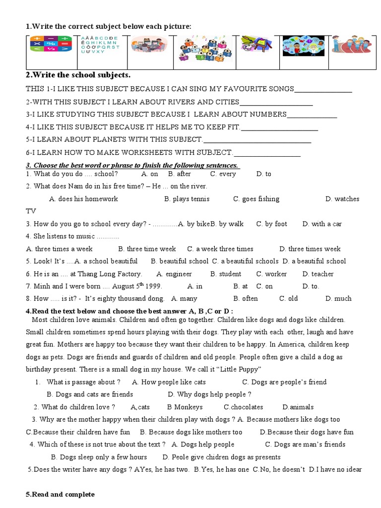 2.write The School Subjects | PDF | Language Arts & Discipline
