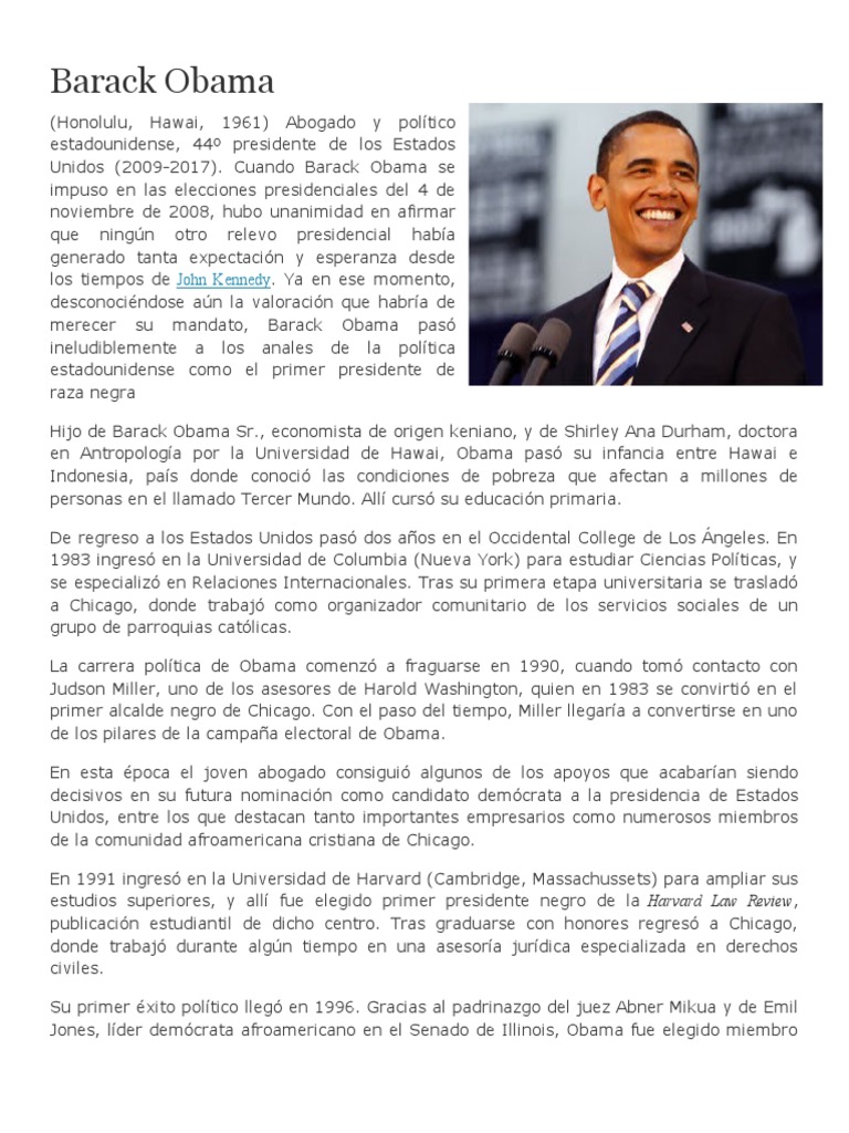 Biografía de Barack Obama: Primer Presidente Afroamericano | PDF | Madre  Teresa | Barack Obama, image size:768x1024