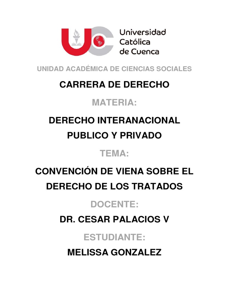 Convención de Viena sobre Tratados | PDF | Tratado | Convenio europeo ...
