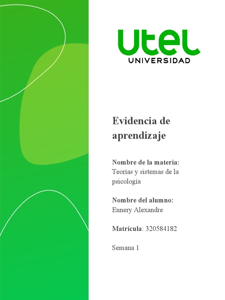 Teorías Y Sistemas De La Psicología Semana1 P Pdf