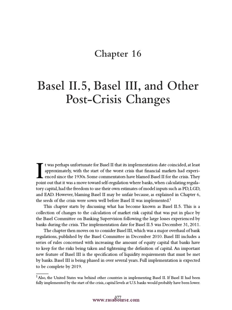 Basel II.5, Basel III, and Other PostCrisis Changes PDF Basel Ii Basel Iii