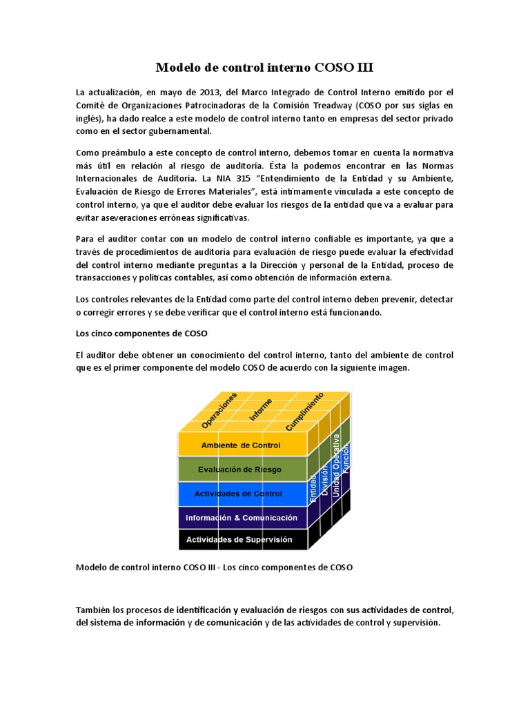 Modelo COSO III de Control Interno | PDF | Auditoría | Calidad (comercial)