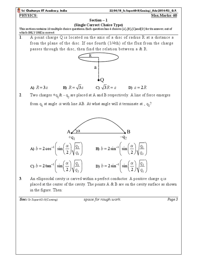 R a r a a a r physics section 1 single correct choice type