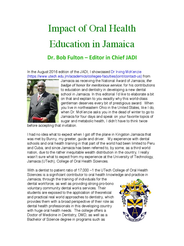 2017 Jamaica Editorial PDF Dentistry Dental Degree