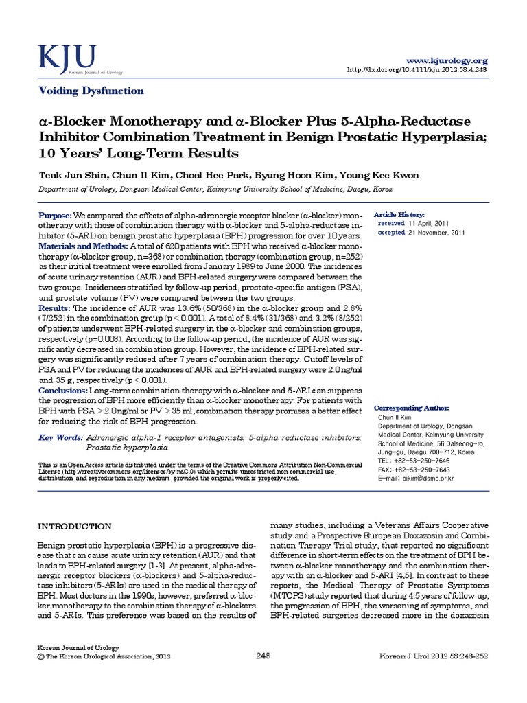 Alfa Blocker Vs Alfa Blocker + 5 Alfa Reductase PDF Prostate