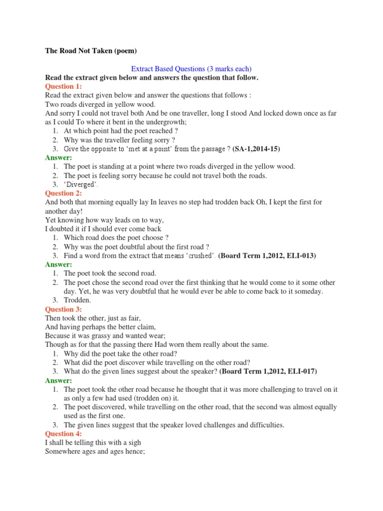 The Road Not Taken 1 | PDF | Choice