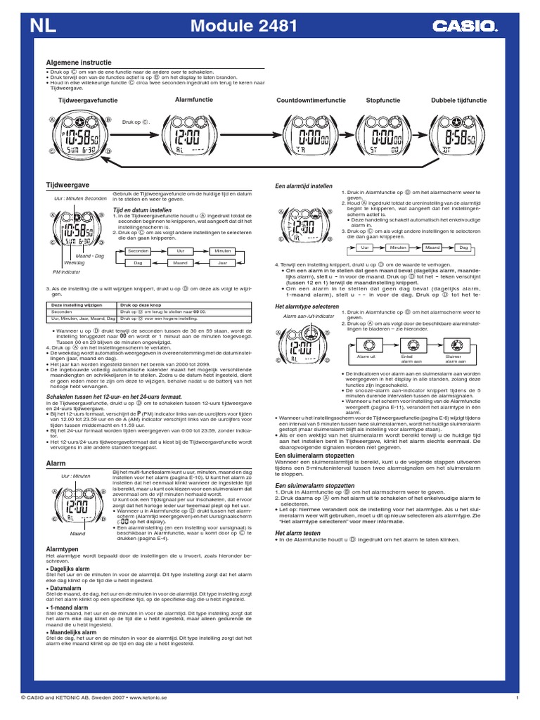 Casio Horloge 2481 Illuminator | PDF
