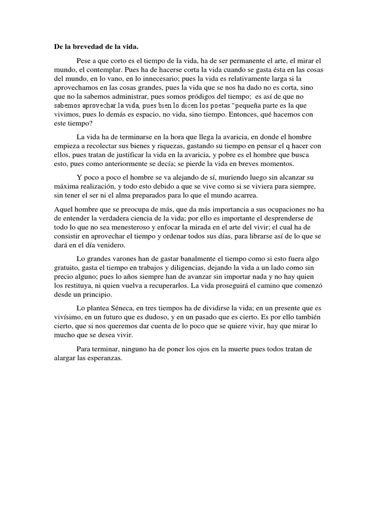De La Brevedad de La Vida | PDF