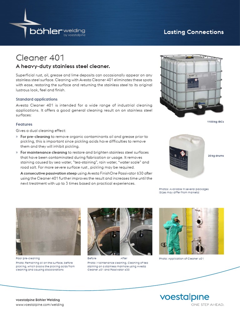 Avesta Cleaner 401: Heavy-Duty Stainless Cleaner | PDF | Stainless ...