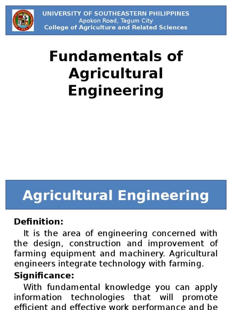 Fundamentals of Agricultural Engineering 1 PDF Mechanization