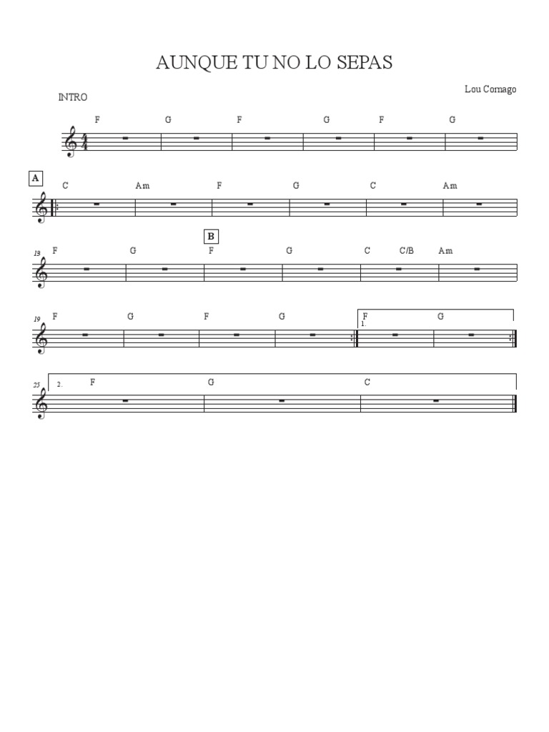 AUNQUE TU NO LO SEPAS - Score | PDF