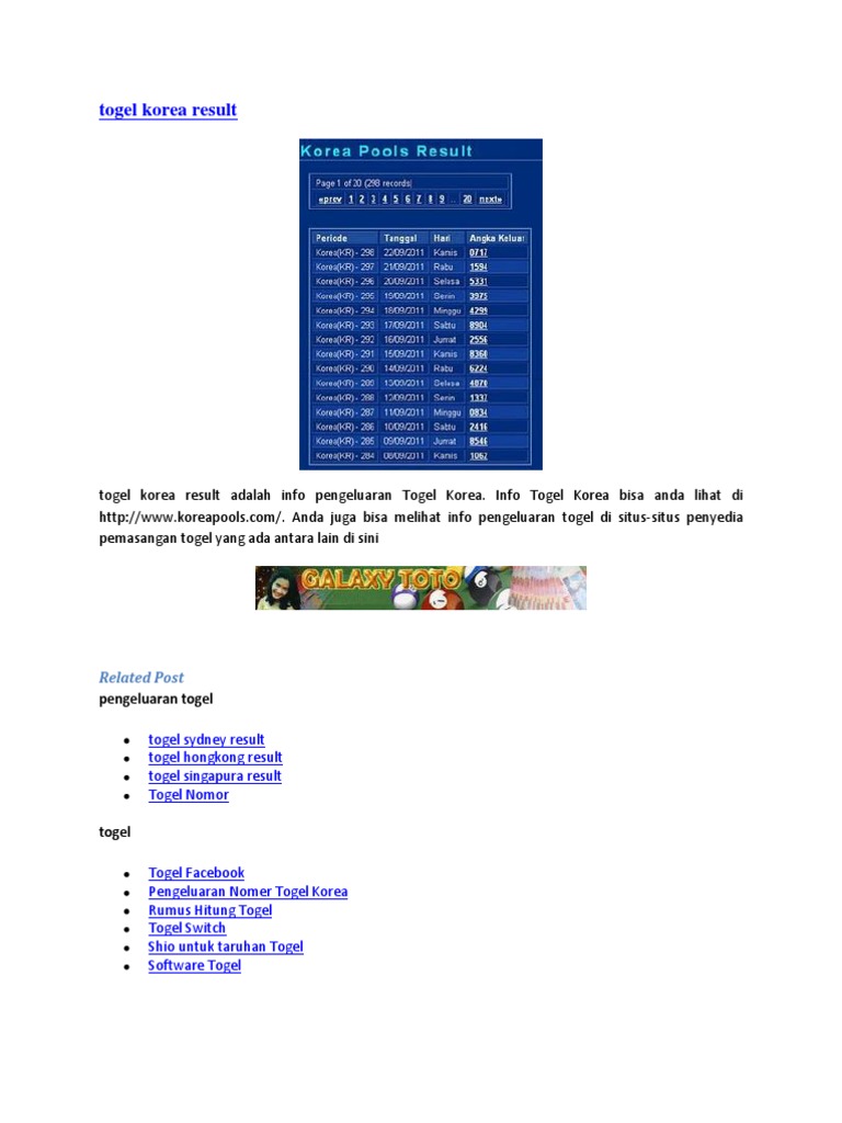 Togel Korea Result