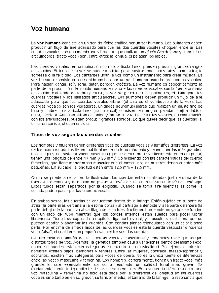 Clasificación y características de la voz humana | PDF | Coro | Voz humana