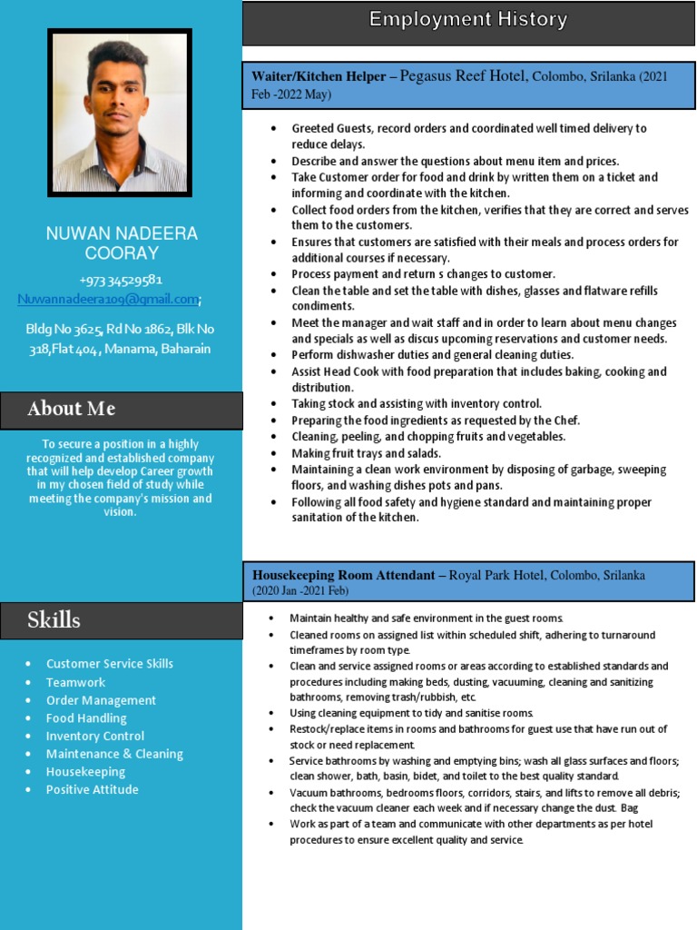 CV Nadeera | PDF | Housekeeping | Home