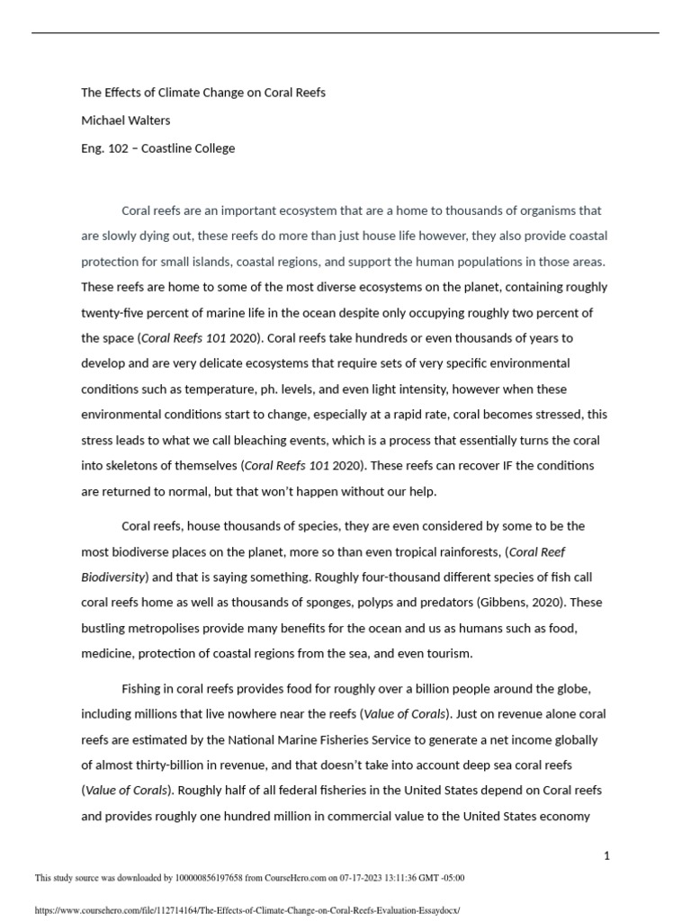 Climate Change Impact on Coral Reefs | PDF | Coral Reef | Climate Change