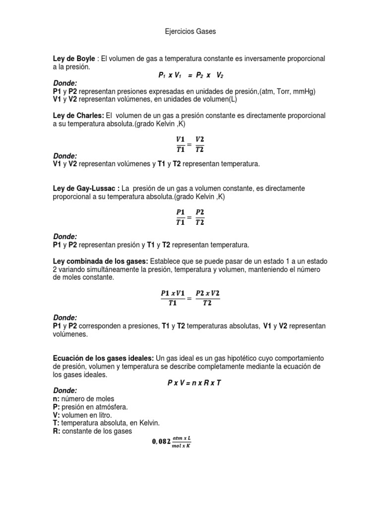 Ejercicios sobre Gases Ideales | PDF | Gases | Fases de la materia