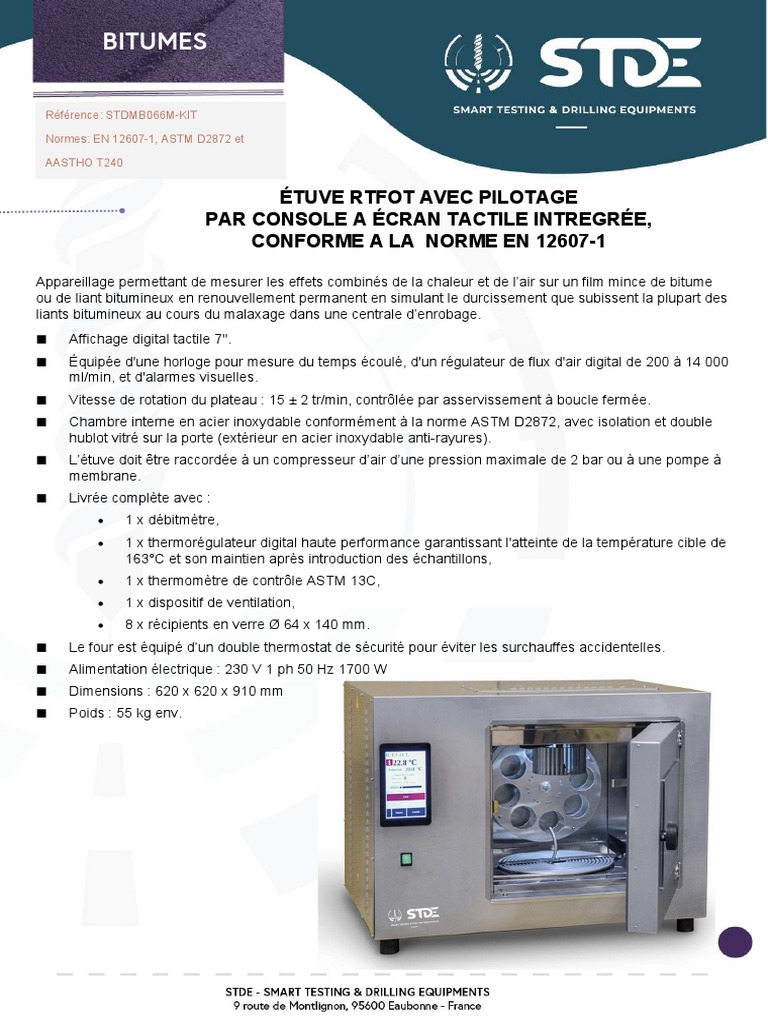 STDMB066M-KIT - ETUVE RTFOT (Rolling Thin Film Oven Test) | PDF ...