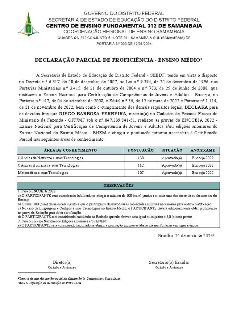 Declaração De Proficiência Encceja 2017 – IQDW