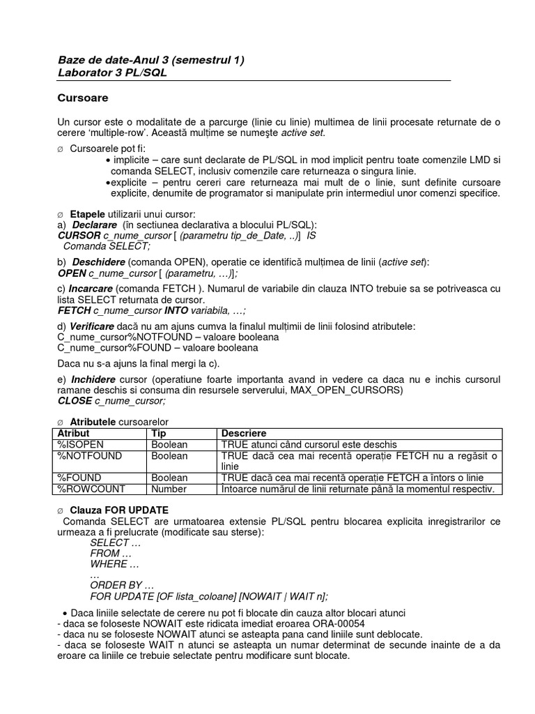 Laborator3 PLSQL An3 | PDF