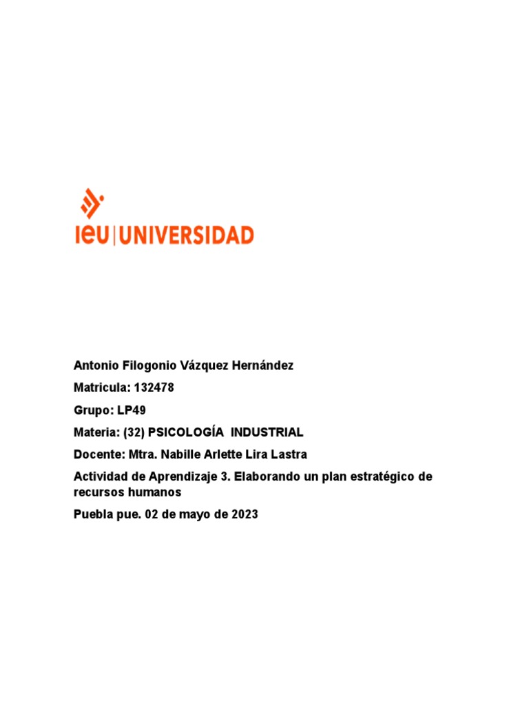 Plan Estrategico De Recursos Humanos Pdf Reclutamiento Marketing