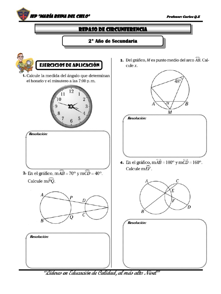 Ejercicios de Circunferencia para Secundaria | PDF