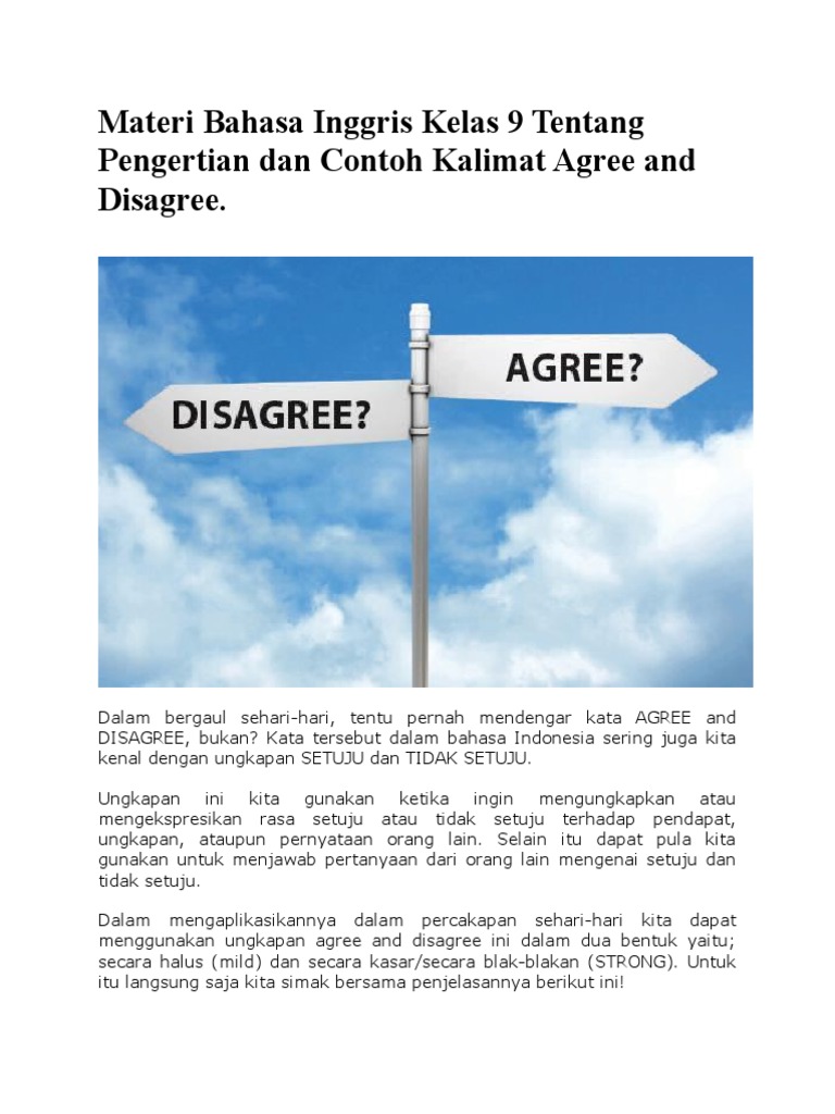 Pengertian Dan Contoh Kalimat Agree and Disagree PDF