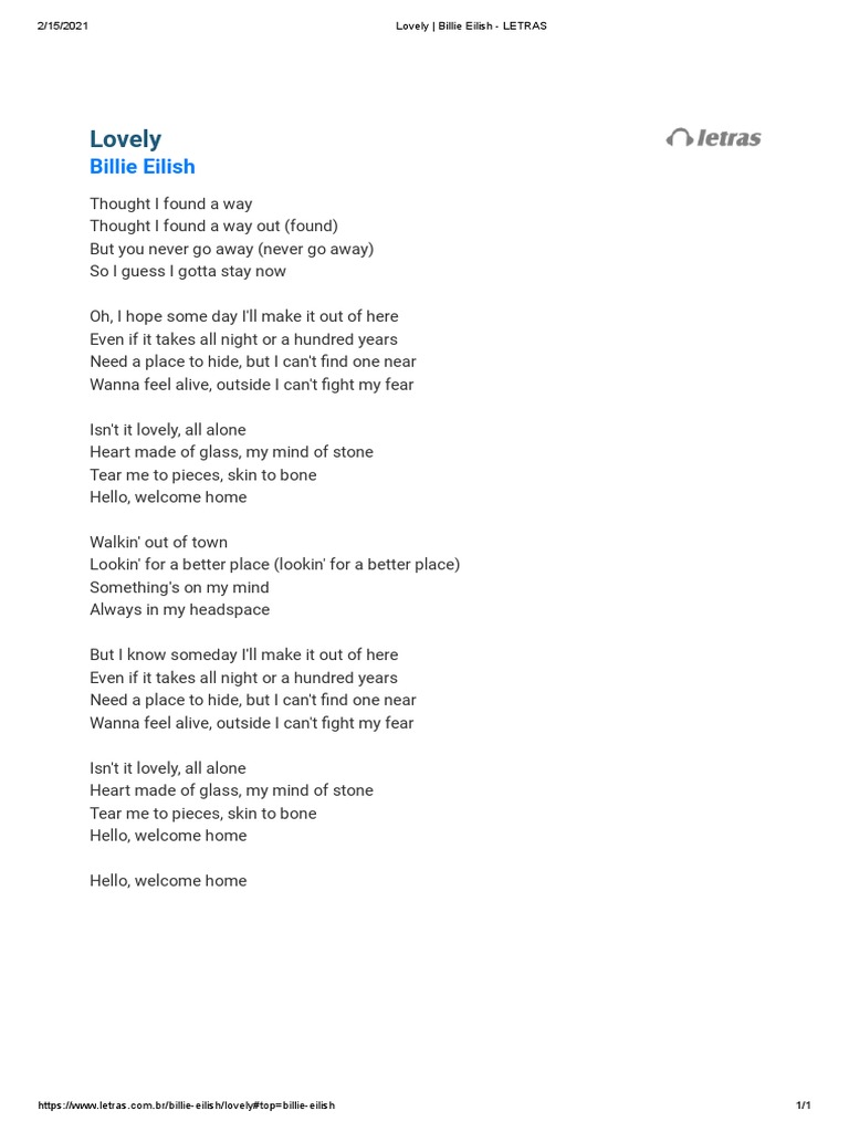 Lovely - Billie Eilish - LETRAS | PDF