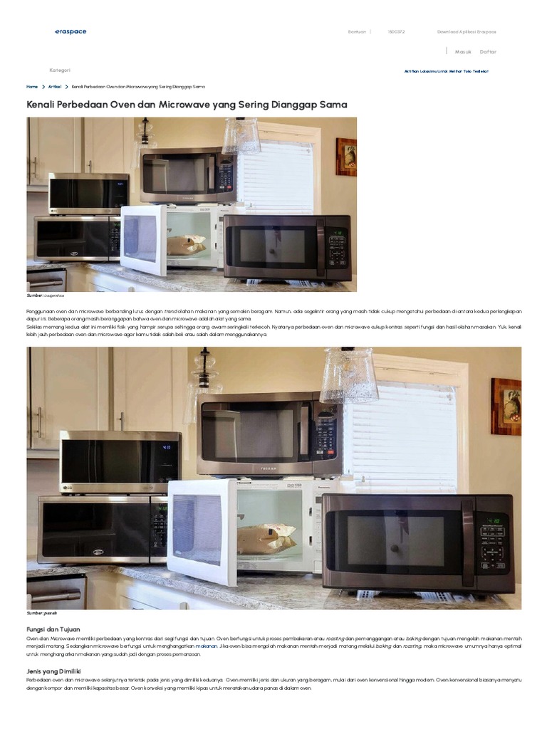 Kenali Perbedaan Oven Dan Microwave Yang Sering Dianggap Sama | PDF