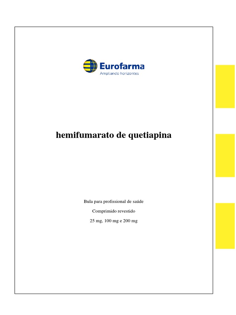 Hemifumarato Quetiapina Bula Profissional Eurofarma, PDF, Transtorno  bipolar