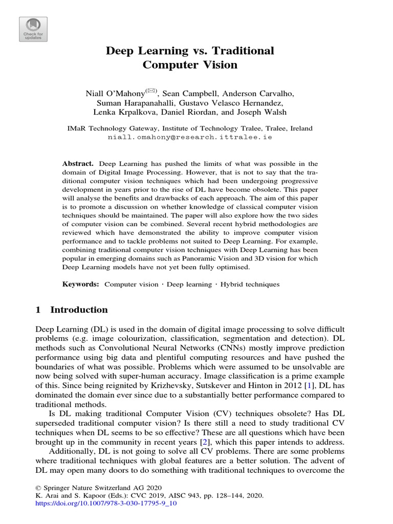 02. Deep Learning vs Traditional Computer Vision | PDF | Deep Learning ...