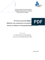 El Centro de Atención Múltiple Reflexión, Retos y Prospectivas en La Mejora de La Práctica Docente Con Alumnos Con Discapacidad Múltiple y Severa