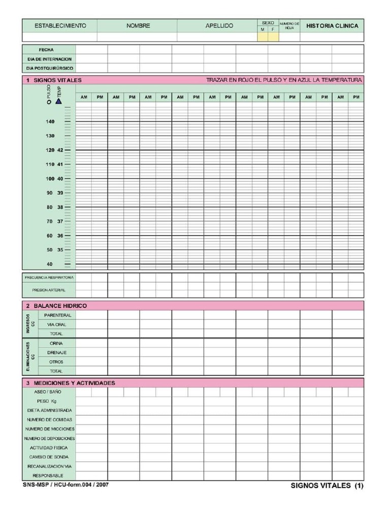 Formato Para Tomar Signos Vitales