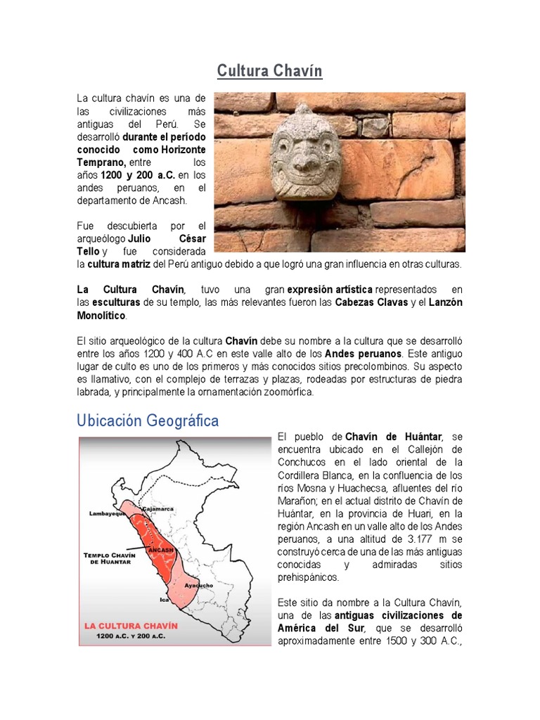 Resumen de la Cultura Chavín | PDF | Era precolombina | Andes