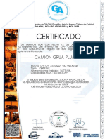 Certificado de Camion Grua Pluma