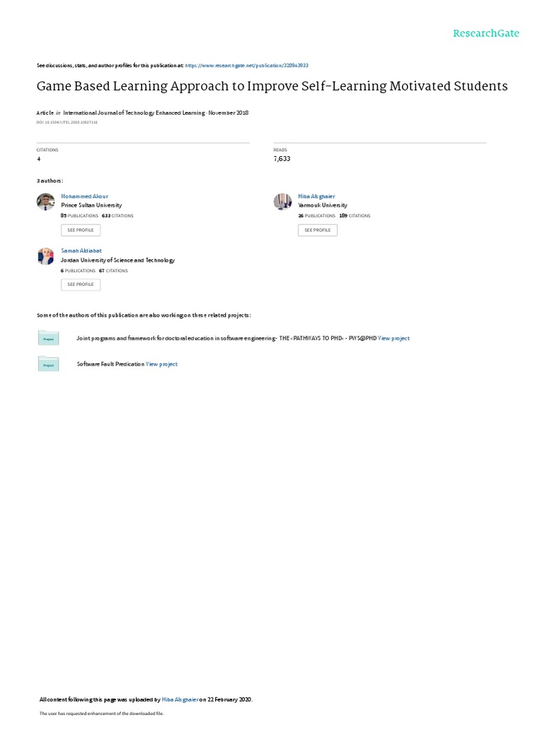 Game Basedlearningapproachtoimprove | PDF | Educational Technology ...
