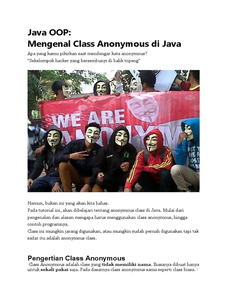 Pengenalan Class Anonymous di Java | PDF | Karier & Perkembangan | Komputer