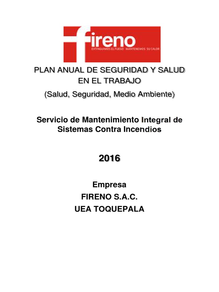 Plan Anual de Seguridad y Salud en El Trabajo 2016 | PDF | Seguridad y ...