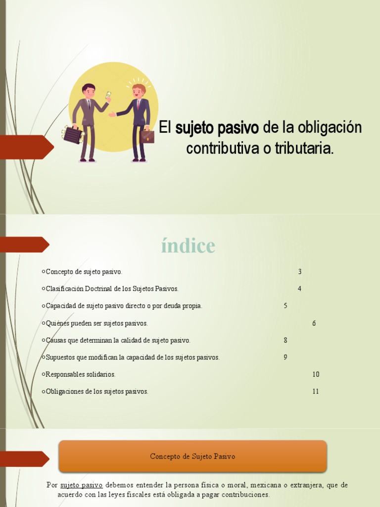 Sujetos Pasivos en Obligaciones Tributarias | PDF