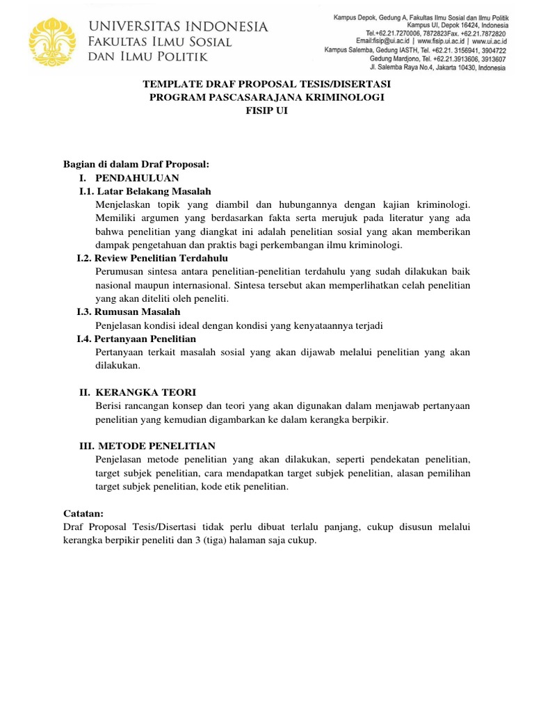 Template Proposal Tesis Kriminologi | PDF