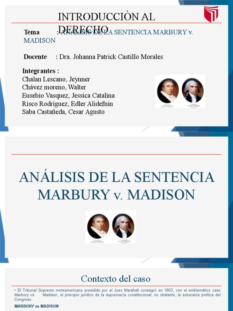 Análisis de La Sentencia Marbury v. Madison | PDF | Judicaturas ...