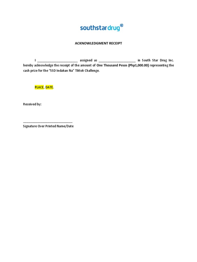 Acknowledgment Receipt - Individual Category | PDF